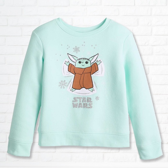 NWT Star Wars Grogu/Baby Yoda Snow Angel Long-Sleeve Pullover - Girls size 6 - Picture 1 of 2